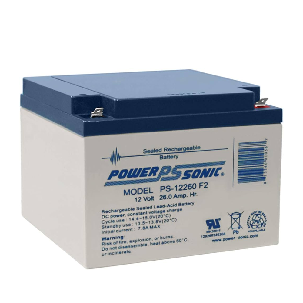 Power-Sonic PS-12260 12V 26Ah Sealed Lead Acid (SLA) Rechargeable Battery